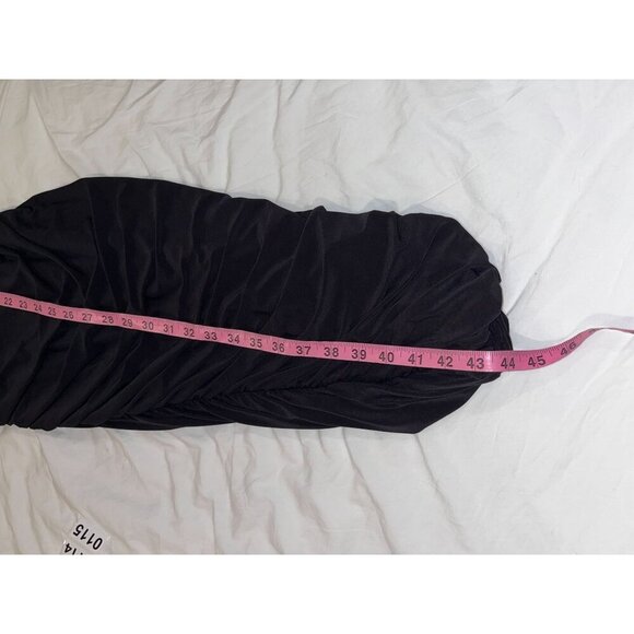 Express Black Sleeveless Ruched Pullover Mock Neck Women's Midi Dress Size M - Picture 9 of 11